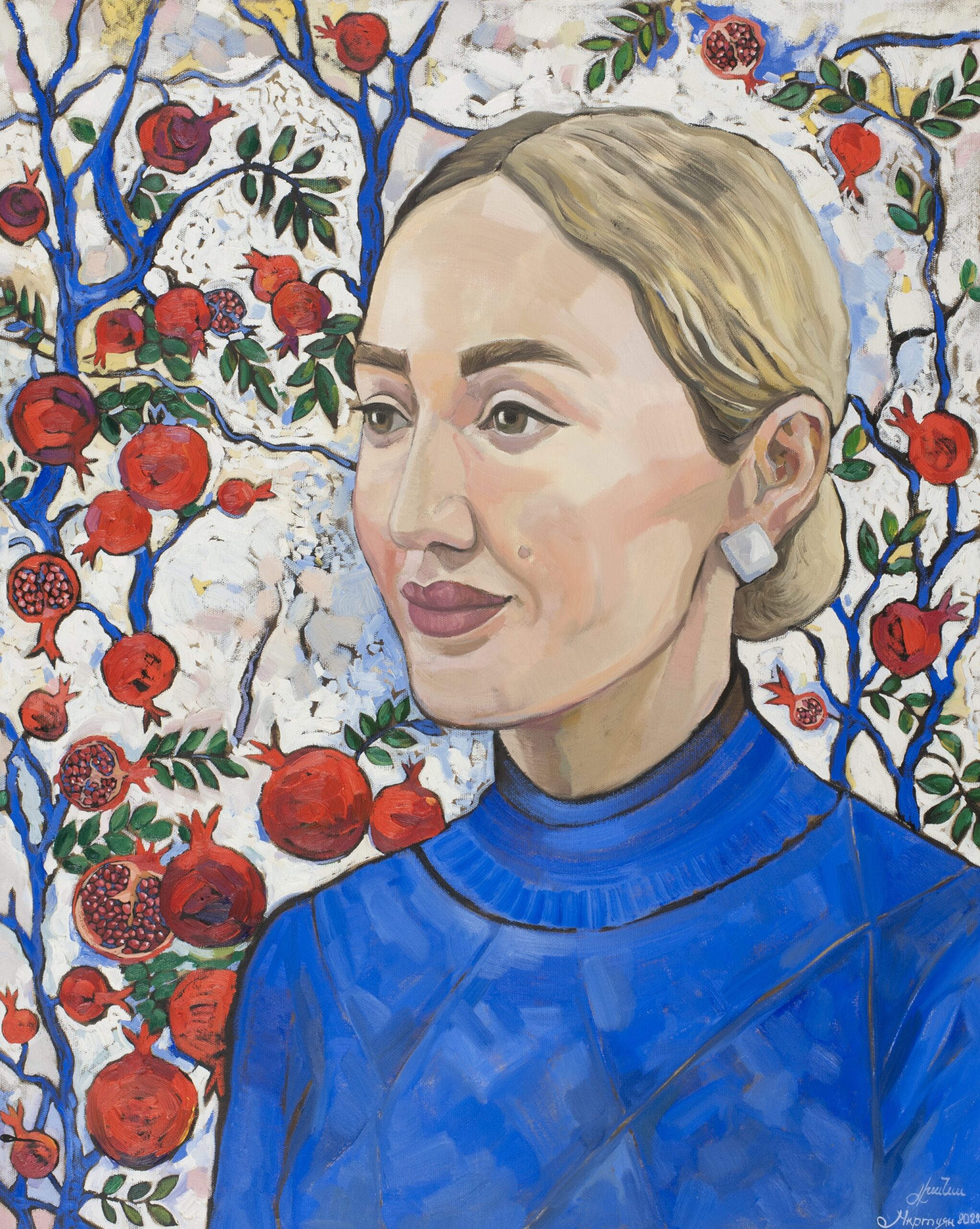 Portrait of a girl with grenades